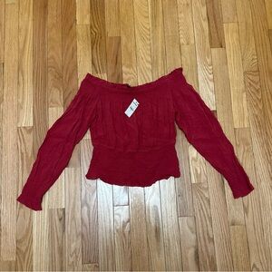 Express Red Off-Shoulder Blouse